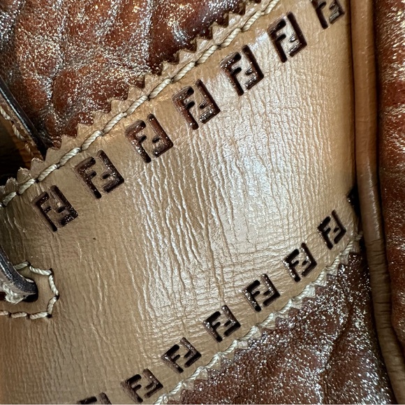 Authentic FENDI Etniko Shoulder Hand Bag Leather Brown - Picture 5 of 15